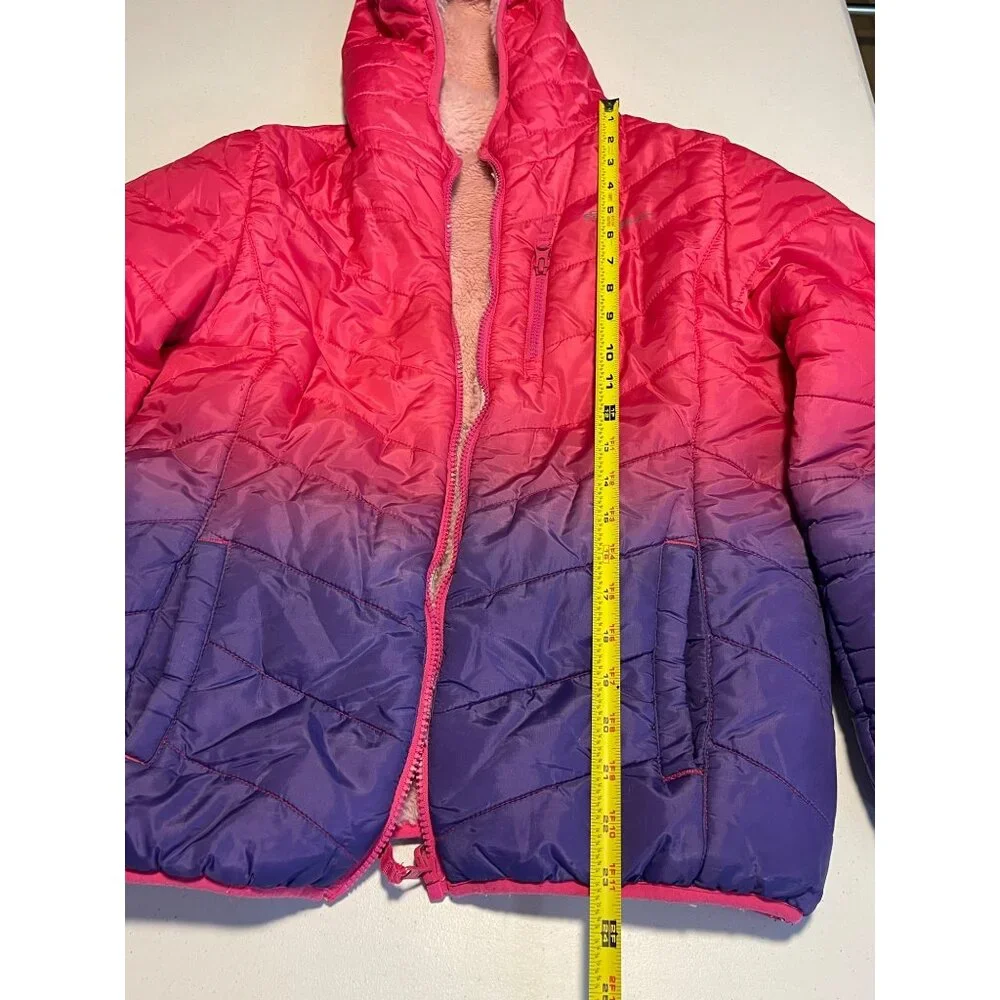 Eddie Bauer Pink & Purple Ombre Quilted Hooded Jacket With Fleece Lining - Picture 6 of 15